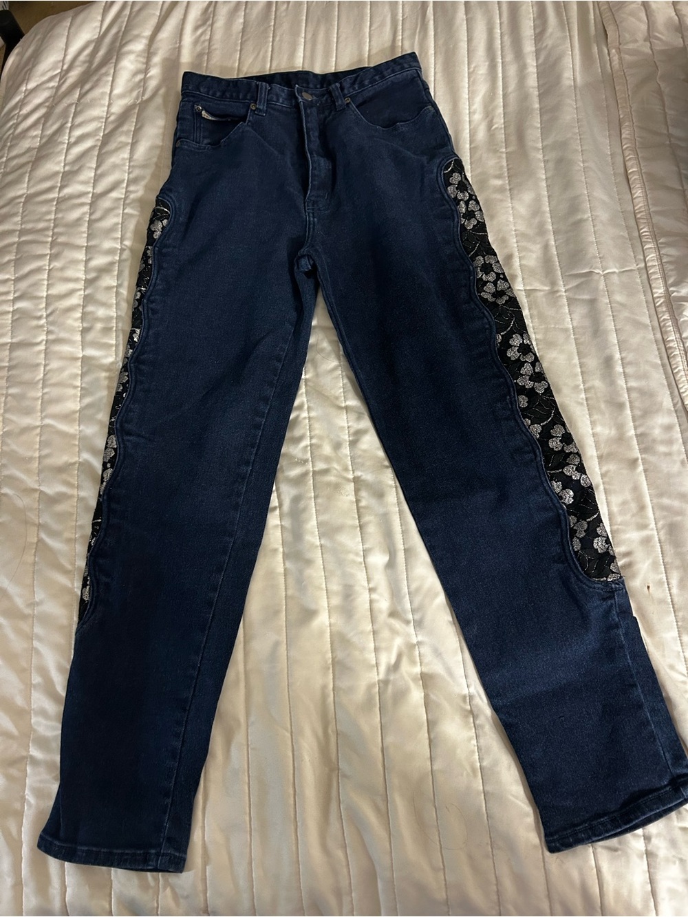 Vintage Pure Jeanswear Silver Lace Stripe Mom Jeans